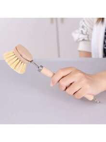 This Heavy-Duty Dish Brush Is Made Of Natural Wood And Palm Bristles, Suitable For Cleaning Pots, Pans And Sinks. This Durable Kitchen Brush Features A Bamboo Handle And Palm Bristles, Which Can Easily Remove Stubborn Stains. - Multicolor - View 3