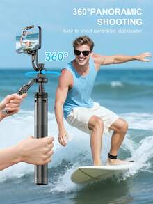 AXNEN 1800mm/70.87in Aluminum Selfie Stick Tripod With Bluetooth Remote,360° Rotation Phone Holder,Multifunctional Expansion Extendable Phone Stand,Tripod For Smartphone Light Camera, With All Ios & Android - View 4