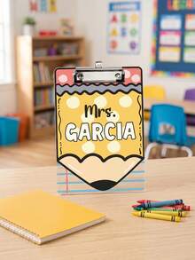 1pc Custom Teacher Clipboard,Personalized Name Pencil Shaped Clipboard,Cute Polka Dot Teacher Appreciation Gift,Rainbow Apple Crayon Pattern,Great For Classroom Office Use,Perfect For Teachers,Tutors Educators,Classroom Use,Lesson Planning - Multicolor - View 15