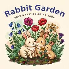 Rabbit Garden 學生著色本，24頁可愛溫馨插圖，提升心情，適合送給朋友的生日禮物，著色活動，返校季，7.9x7.9 英吋，附紙墊 - 兔子花園 - 查看 10