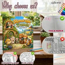 GDTME Cute Forest Animal Colouring Book: Vintage Travel Scene Coloring Pages, Suitable As School Supplies, Back-To-School Season, Halloween, Christmas, And Various Party Gifts For Friends, Perfect For Those Who Enjoy Colouring And Back-To-School Activities - Cozy - View 5