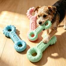 Pet Supplies Double Ring Shaped Dog Chew Toy, Durable Bite-Resistant Teething Stick, Boredom Relief Dog Toy - Multicolor - View 3