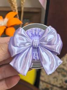 1個卡通可愛新款3D列印絲綢蝴蝶結磁吸手機支架，粉色/藍色/綠色/白色/紫色/黃色，伸縮便攜極簡桌面手機架，適合作為姐妹、女朋友和同學的節日禮物 - 彩色 - 查看 8