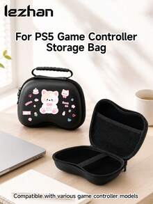 1pc Cute Cat Bow Strawberry Print Pattern, Pure Black & White Design Game Controller Storage Bag, Compatible With PS5, Game Controller Storage Bag, Dust-Proof And Scratch-Resistant, Portable Storage To Protect Your Game Console, The Best Gift For Game Console Players - View 3