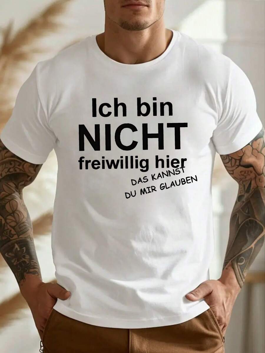 Camiseta de talla grande para hombre con un divertido diseño alemán arrugado - Blanco - Ver 1