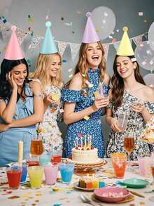10pcs/5pcs Soft Color Party Hats, Birthday Party Cone Hats, Cute Cake Cone Birthday Paper Hats, Cute Crown, Adult Birthday Party Hat Set, Bride Bachelorette Party Decoration Hats, Gold Decor Multi-Color Hats, Birthday Party Hats - Multicolor - View 5