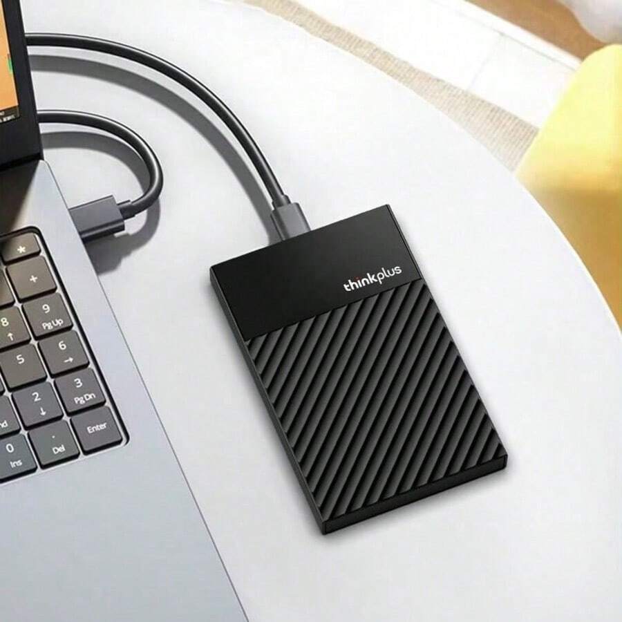 Lenovo 便攜式USB-C 3.1硬碟盒,2.5吋SATA固態/機械硬碟通用,直連安卓手機、Mac、Windows、電視、PS主機,高速讀寫即插即用,擴容遊戲照片視頻 - 黑色 - 查看 1