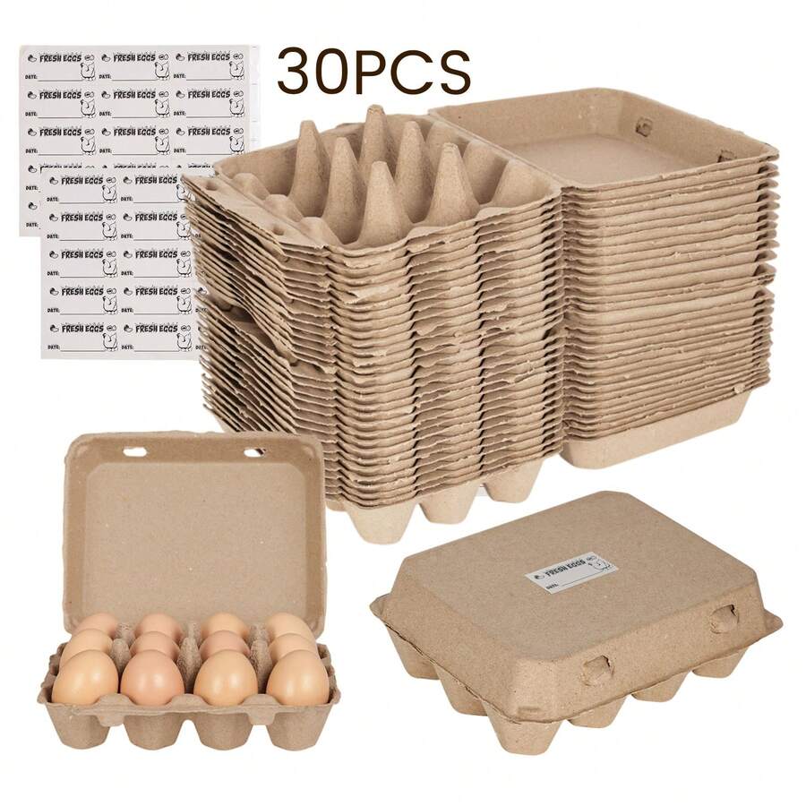 SHINDEL 30pcs (3*4) Pulp Egg Carton, Suitable For Kitchen Organization And Eggs Storage