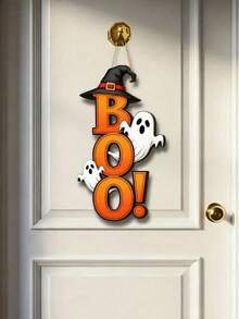1 Set Halloween Door Decor - Witch Hat, Black Cat And Happy Halloween Banner - Indoor/Outdoor Hanging Decoration - Suitable For Halloween Party, Home Decor Or Gift - Vintage Halloween Door Decor - Multicolor - View 9