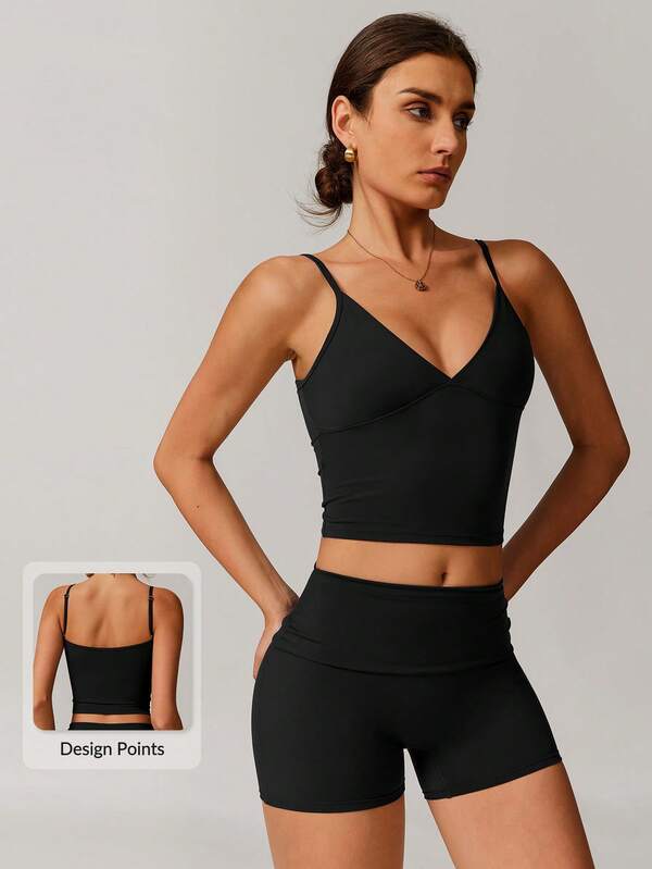 MASKERT 2pcs Women's Suit Vest And Shorts Set, Sports Outfit, Tennis Wear, Casual Tracksuit, Comfortable And Skin-Friendly For Spring/Summer
