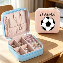 1pc World Cup Custom Soccer Jewelry Box – Personalized Name, UV Print, Zipper Closure, Perfect Fan Gift Souvenir - A11 - World Cup Football - View 5