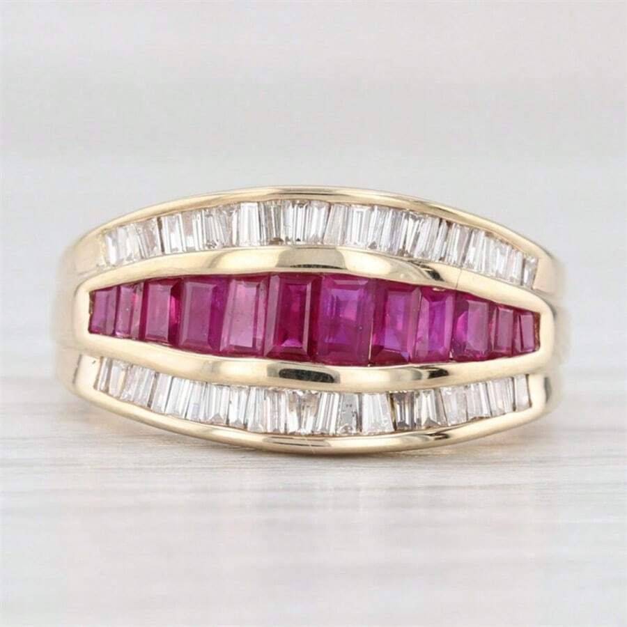Elegant Luxury Red & White Cubic Zirconia Gold Color Ring, Wedding & Engagement Ring For Women - Gold - View 1