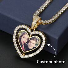 Personalized Heart Photo Necklace, Customized Rotating Glass Pendant, Ice Crystal Heart Photo Jewelry, Unisex Pendant, Birthday Anniversary Gift, Romantic Gift - Multicolor - View 3