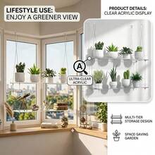Clear Acrylic Window Plant Shelf 2-Tier, Hanging Floating Shelves For Room Aesthetic Decor, Indoor Plant Display Stand - 2nd Floor - View 3