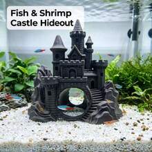 塑膠水族箱洞穴躲藏裝飾，灰白色魚缸遮蔽裝飾品，小魚與蝦子水下隧道棲息地，淡水與海水水族造景配件 - A - 查看 8