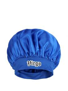 1pc Rosered Satin Sleeping Cap, Lightweight Hair Care Cap,12 Constellations Print Satin Sleep Bonnet Large Bonnet Wide Elastic Band Silky Hair - Blue - View 17