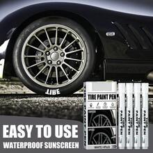 4 Pack White Tire Paint Marker, Waterproof Oil Based Pen For Car Rubber Tyre Tread, Auto Graffiti Tracing Pen - A - View 4