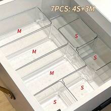 12/7/2pcs Transparent Cosmetics Storage Box, Desktop & Dresser Makeup Organizer, Drawer Divider Storage Box, Multi-Compartment Makeup, Jewelry And Small Objects Storage, Exquisite Storage Box, Home Decor, Bathroom Makeup Tools/Makeup Bags & Cases - Transparent - View 11