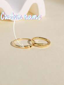 1Pc Custom Name Ring,Stackable Name Ring, Dainty Name Ring,Stackable Engraved Rings, Engraved Name Ring, Personalized Gift For Her,Mother's Gift - Multicolor - View 1