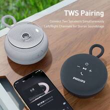 PHILIPS TAS1120 浴室藍牙 5.4 迷你吸盤式淋浴喇叭，IPX4 防水，附便攜掛繩，深沉低音 360° 環繞立體聲，配備 52mm 喇叭單體，適用於居家、辦公室、戶外與露營 - 查看 6