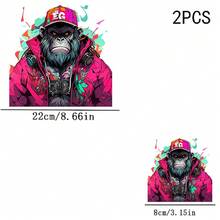 1/2/3PCS Streetwear Gorilla Heat Transfer, Hip Hop Pink Jacket Headphone Baseball Cap Graffiti Style Gorilla Pattern Heat Transfer, Vinyl Print, Heat Transfer Sticker, Iron-On Transfer Sticker Decal - Suitable For Pillows, DIY, Backpacks, T-Shirts, Canvas Bags, Hoodies, Jeans, T-Shirts, Clothing, Sewing Supplies - Multicolor - View 10