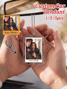 Custom Photo And Text Car Hanging Ornament, Personalized Acrylic Ornament, Custom Couple Keychain,Teacherr's Gift, Birthday, Valentine's Day - Multicolor - View 11