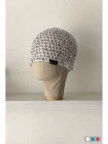 Handmade Sequin Hollow-Out Mesh Cap, Fashionable Retro Versatile Beanie Hat, Knitted Lightweight Breathable Fishnet Cap, Suitable For Spring And Summer - Multicolor - View 5