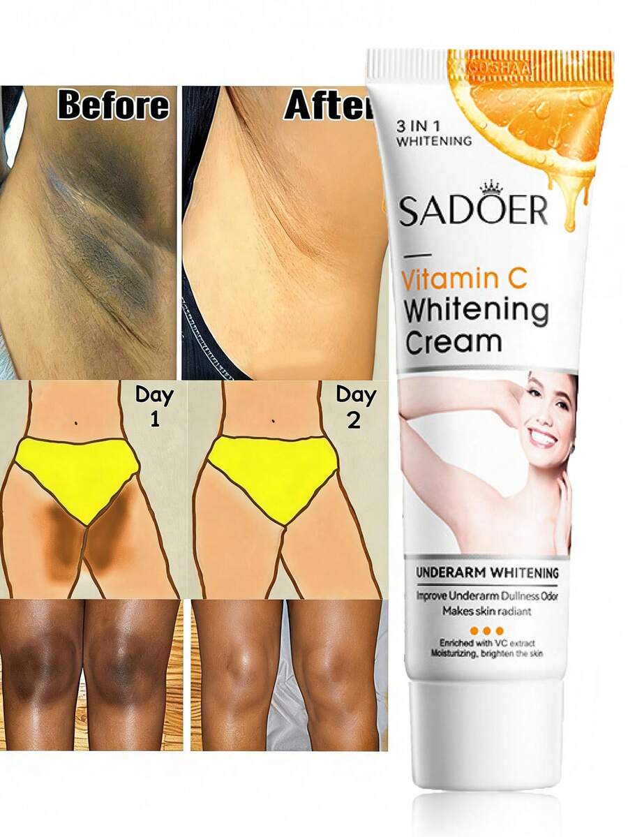 SADOER 6/3/2/1件膠原蛋白美白霜，護膚品，身體美白霜，含膠原蛋白、菸鹼醯胺和維生素E，腋下與私密處美白霜，深層滋養，使肌膚光滑，改善乾燥與粗糙，收縮毛孔，緊緻美白，清爽不油膩，軟化角質，修復護理，均勻膚色，適合秋冬舒適造型，適用於秋冬、Y2K、萬聖節、派對與禮物、感恩節與新年、感謝禮物、聖誕禮物、情人節禮物及其他場合