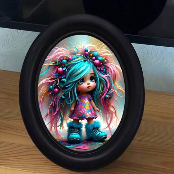 إطار صور 3D أسود بيضاوي بدون ثقب بطراز قوطي عتيق، قطعة واحدة، مناسب لديكور المنزل وديكور العطلات وديكور المكتب، فن جداري راقي، صورة قابلة للاستبدال