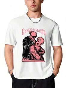 Skull Tattoo Artist, Classic Retro Hop Casual Fashion Y2K Skull Tattoo Popular Skull Letter Print Boutique 180g Cotton T-Shirt - 黃色 - 查看 1