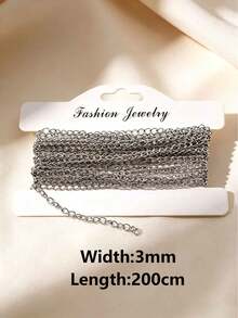 1/2/5m 304 Stainless Steel Extension Chain, 3mm Thick, For Jewelry Making And DIY Crafts - 3mm Wide Extension Chain - View 12