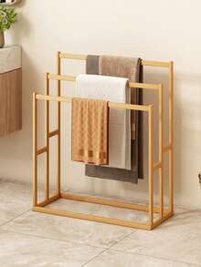Freestanding Bathroom Towel Rack - Space-Saving Floor Towel Storage Rack With Multiple Shelves, Light Brown And Brown, Perfect For Home Use, Bathroom Storage Solution | Minimalist Design, Bathroom Storage Rack And Shelves, Towel Rack - Multicolor - View 11