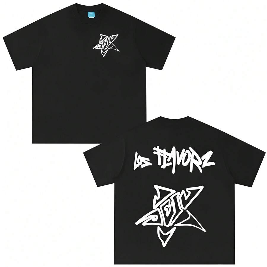T-shirt "Dei V - Los Flavorz Album 2026", stile hip hop urbano, vestibilità ampia unisex con maniche corte, moda streetwear casual per uomini e donne. - nero - Visualizzare 1