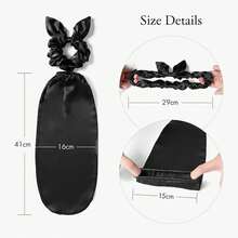 Faux Silk Long Bonnet Satin Hair Scrunchie & Hair Cap Set, Long Hair Protective Sleep Cap Hair Care Bag, Home Long Tail Style Sleep Cap - Long Tail Hair Bag - View 5