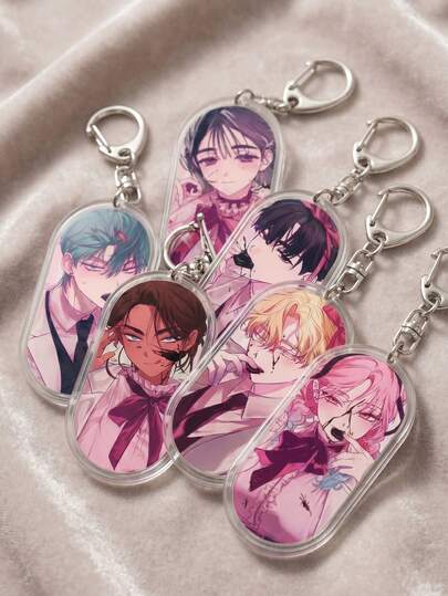 1/6pcs Alien Stage Aesthetic Acrylic Anime Keychain, Perfect Choice For Bag Charm, Fun Accessory Or Special Gift For Anime Fans. Also Suitable For Couples (Boyfriend/Girlfriend), Family, Teachers, Party Favors Or Phone Decoration. Additionally, It's An Ideal Choice For Friendship Keychain, Women's Accessory And Holiday Gift.