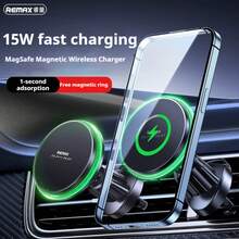 REMAX Phone Holder | 15W Magnetic Wireless Charging Car Mount | MagSafe Compatible Fast Charging Breathing Light | 360° Rotating Air Vent Phone Holder Apple Samsung Android GPS Navigation | Multi-Scenario Magnetic Wireless Charging Mount | 15W Qi Fast Charging 360° Rotating | Car Air Vent Motorcycle Bicycle Desktop Phone Holder Universal For All Smartphones - A - View 1