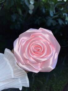 24mm 1 Roll Mother's Day Valentine's Day Wedding Handmade Cake Gift Wrapping Ribbon, White Floral Bouquet Packaging Bow, Holiday Party Atmosphere Decoration Ribbon - Pink - View 8