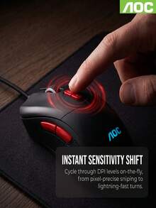 1個 AOC GM180 RGB 有線電競滑鼠，7 個可編程按鈕，800-7200 可調 DPI，1.5m 編織 USB 線，輕量人體工學光學電競滑鼠，適用於 Windows PC 筆記型電腦桌上型電腦 - 查看 11