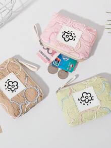 Bright Floral Coin Purse, Compact Portable Storage Bag, Cute Minimalist Wristlet, Exquisite Lipstick Travel Mini Pouch, Cartoon Drawstring Sundries Organizer - Multicolor - View 5