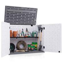 HDPE Horizontal Outdoor Storage Shed Waterproof Lockable Tool Box For Garden Tools Lawn Mower With 3-Level Adjustable Shelf - A - View 2