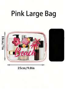 Floral & Shell Pattern PVC Waterproof Beach Bag, PVC Cosmetic Bag, PVC Travel Organizer Pouch With Zipper - Lightweight, Fade-Resistant Makeup And Toiletry Bag, Unisex, TSA-Approved Portable Cosmetic Case, Easy-To-Wipe Design, Ideal For Mothers, Teachers, Friends, Nurses, School And Vacation, Mother's Day Gift, Summer Essential - Multicolor - View 14