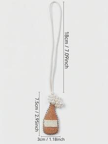 1 Peça Pingente de Bolsa Estilo Festa, Pingente Feito à Mão com Contas de Strass com Design de Champanhe, Taça de Coquetel e Xícara de Café - Champanhe - Visão 2
