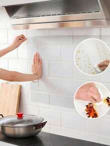 1PC High Temperature Resistant Transparent Oil-Proof Kitchen Sticker, Large Size PET Material, Glass And Cabinet Waterproof Anti-Fouling Wall Tile Protector - View 4