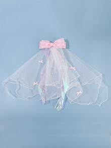 1pc Romantic Elegant Fashion Bridal Tulle Bow Hair Clip, Versatile Wedding Hair Accessory - Multicolor - View 11