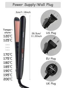 CRASTS Straight Hair Iron No Damage Heat Straightener Straight & Curl 2-In-1 Adjustable Temperature Hair Straightener Clip Bangs Inward Curl Electric Curling Iron Styling - Black - View 5