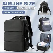 航空合規 40*30*20cm 短途旅行背包,大容量全開式儲物隔層,多層分區儲物可放個人物品,側面彈性水壺袋,背面行李箱掛帶設計,布料商務通勤旅行多功能登機背包 - 彩色 - 查看 2