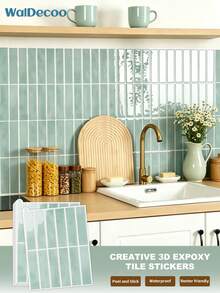 4/10/20pcs 11.43in X 9in Peel And Stick 3D Wall Tiles, Suitable For Kitchen, Bathroom, Wall - Green Pomelo Brick - View 2