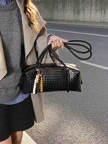 Korean Niche Design Shoulder Boston Bowling Handbag Underarm Bag Large Capacity - Black - View 6