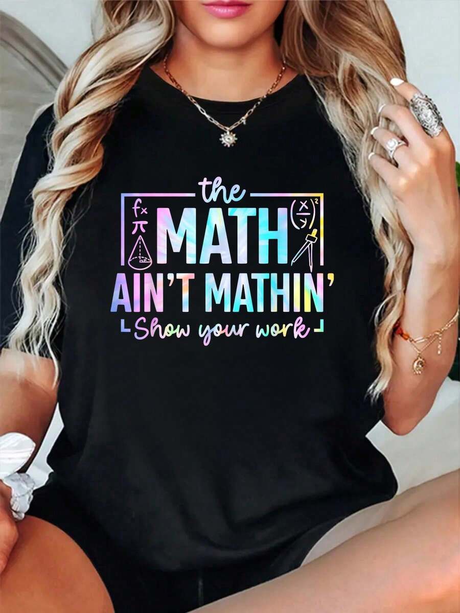 100% Cotton Math Is Tough But So Are You Back To School Math Teacher T-Shirt - Black 6 - View 1