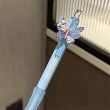 1支可愛3D蝴蝶花卉香氛凝膠筆，馬卡龍色可伸縮黑墨書寫筆，柔軟條紋握把美學文具禮品，適合學生與青少年，隨機顏色，開學季 - A - 查看 7